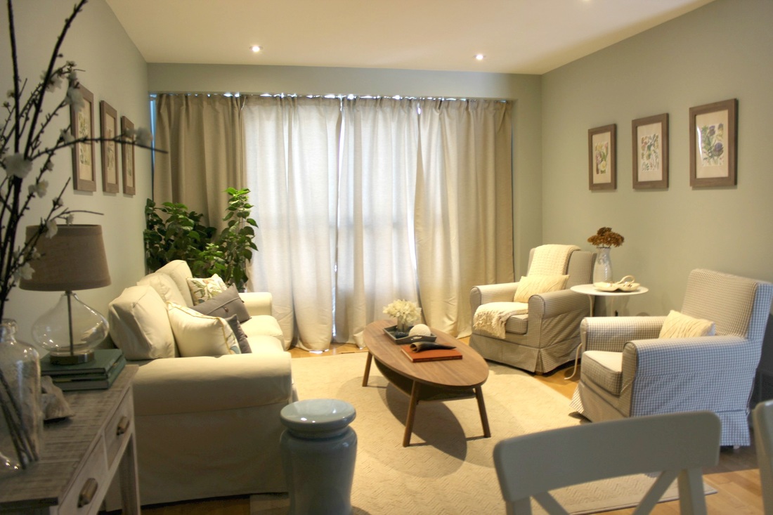 blue neutral living room Interior Design Toronto